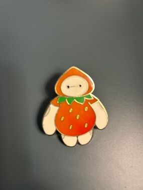 Disney Strawberry Baymax Enamel Pin - Orange, White, Green, Yellow